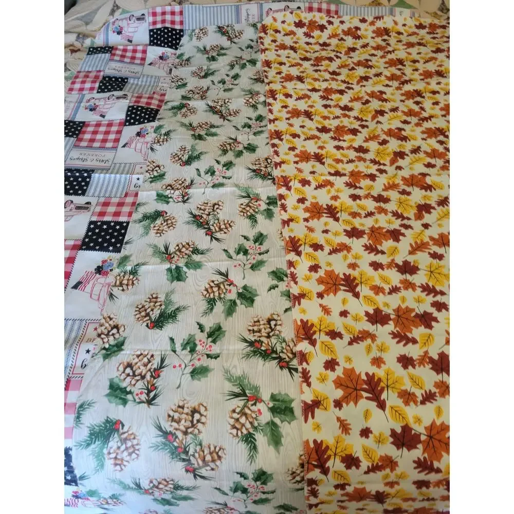 Holiday Tablecloth Bundle 3 Fall Autumn Christmas Patriotic Vinyl Decor 52 x 70